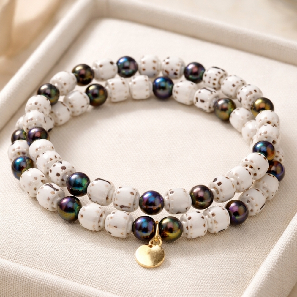 NEW Mtn Spirit Czech Glass Chandelier & Rainbow Hematite Stretch Wrap Bracelet